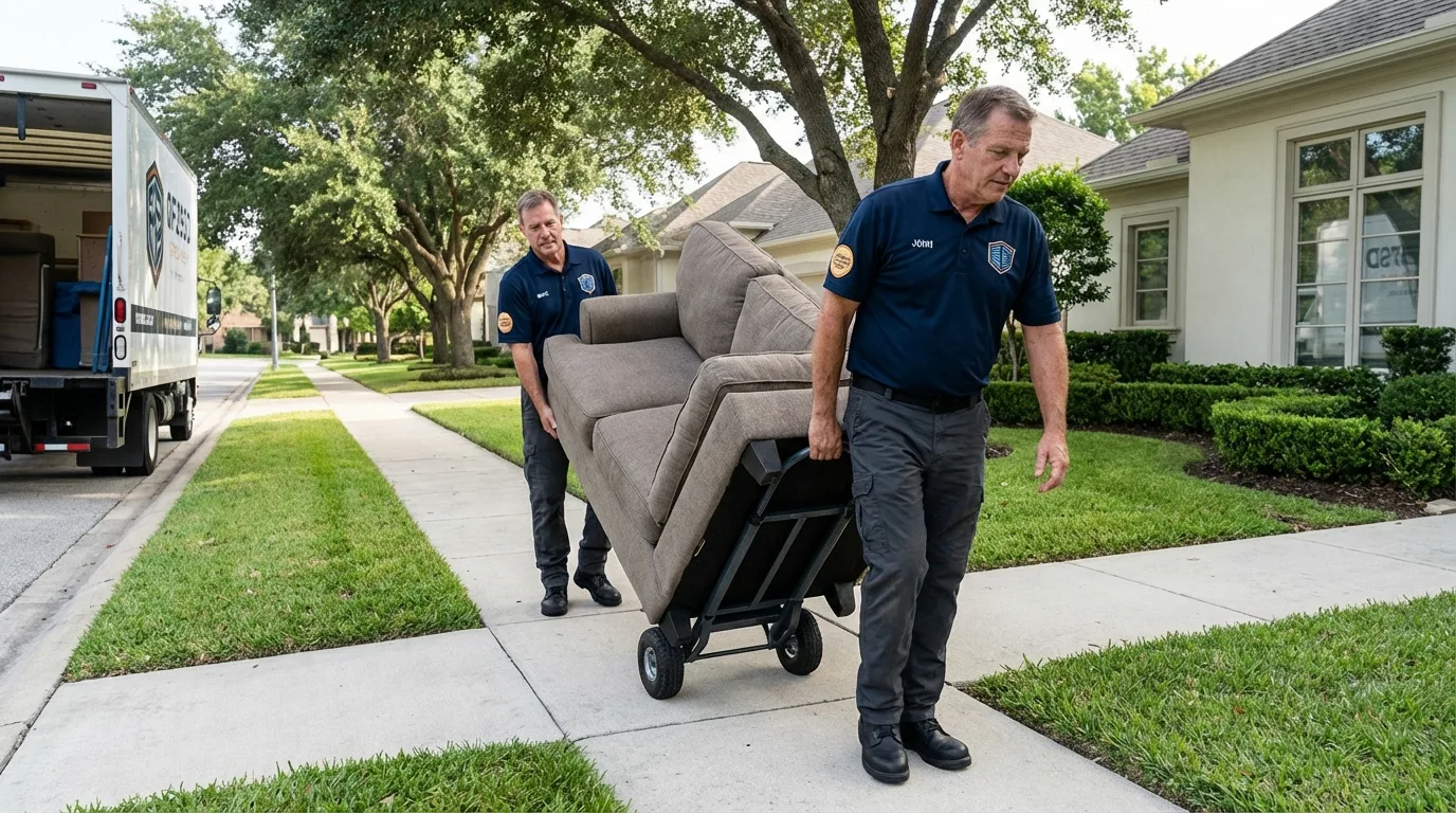 Local residential moving crew loading furniture in Yellville, AR